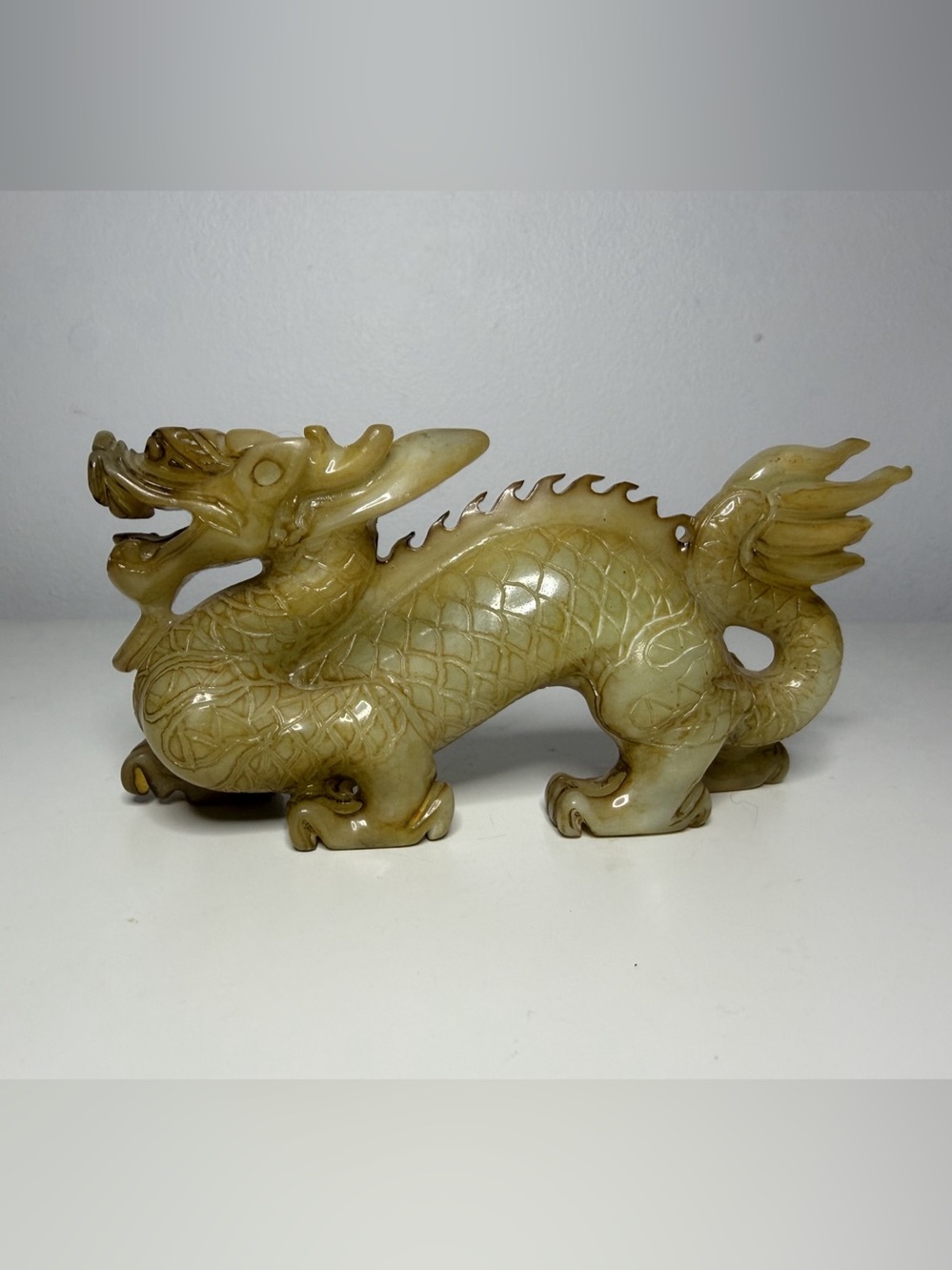 Vintage Chinese Carved Stone Dragon Figurine